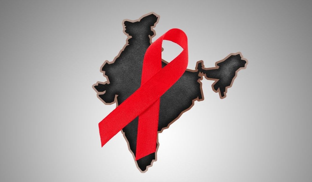 aids ribbon over a map